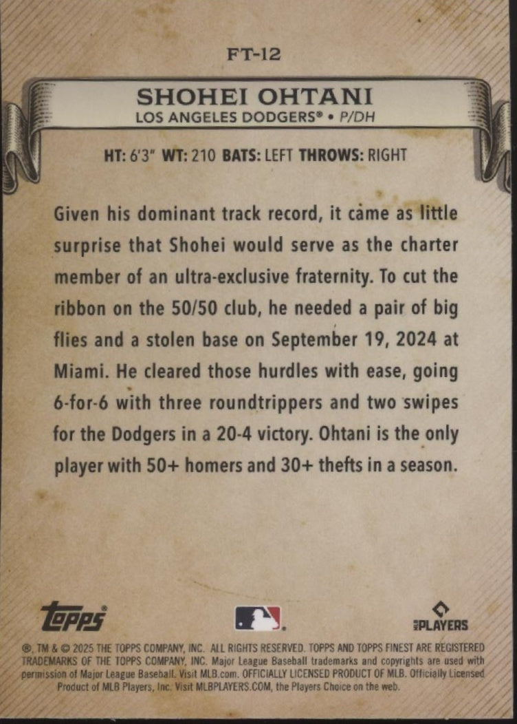 Shohei Ohtani 2025 Topps Finest Timelines #FT-12、Collector Store LLC、kayou