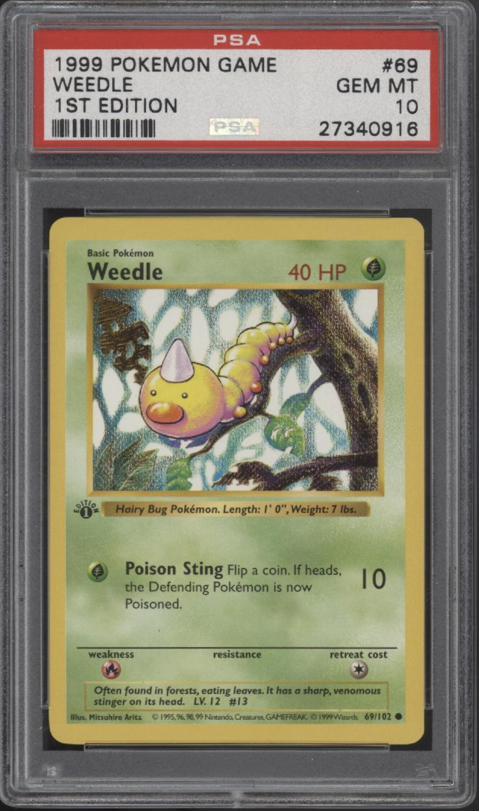 Weedle Pokemon Base Set 1st Edition #69 PSA 10、Collector Store LLC Gaming、kayou