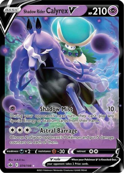 Pokemon Trading Card Game Sword & Shield Chilling Reign Shadow Rider Calyrex V Ultra Rare Oversized #74、ToyWiz、kayou