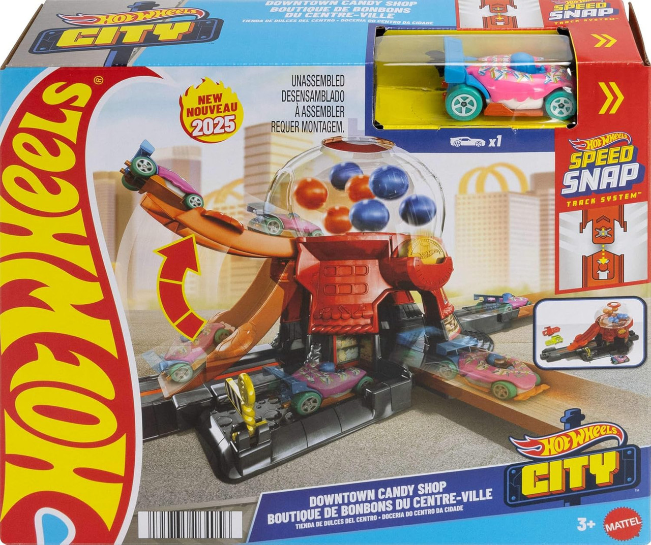 Hot Wheels Speed Snap City Downtown Candy Shop Playset、ToyWiz、kayou