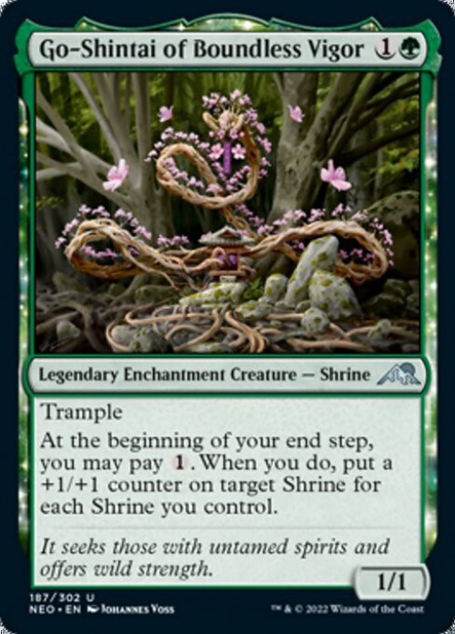 MtG Trading Card Game Kamigawa Neon Dynasty Uncommon FOIL Go-Shintai of Boundless Vigor #187、ToyWiz、kayou