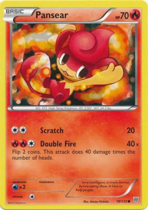 Pokemon Trading Card Game Black & White Plasma Storm Reverse Holo Pansear #19 Lightly Played、ToyWiz、kayou