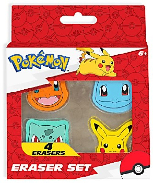 Pokemon Pikachu, Charmander, Squirtle & Bulbasaur Eraser Set、ToyWiz、kayou