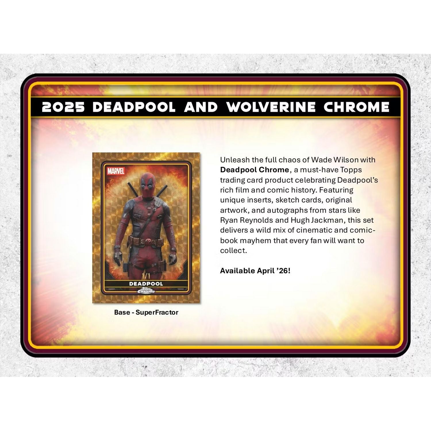 2025 Topps Marvel Chrome Deadpool Blaster Box、NonSports Misc、kayou