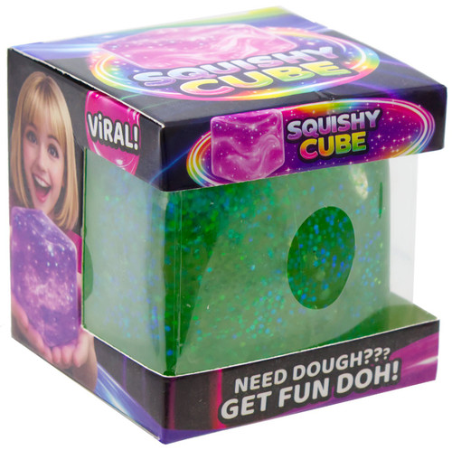 Fun Doh Squishy Cube GREEN Squeeze Toy、ToyWiz、kayou