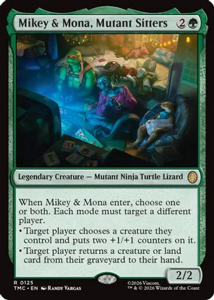 Mikey & Mona, Mutant Sitters (TMC-125) - Commander: Teenage Mutant Ninja Turtles、Wizards of the Coast、kayou