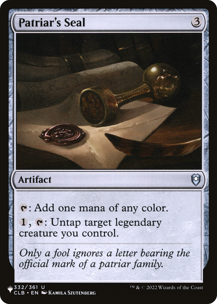 Patriar's Seal (LIST-332/361) - The List、Wizards of the Coast、kayou