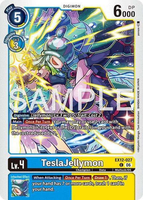 Digimon Trading Card Game Digital World Shambala Common TeslaJellymon EX12-027、ToyWiz、kayou