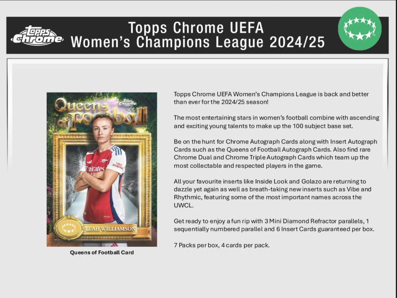 2024-25 Topps Chrome Women's UEFA Champions League Soccer Blaster Box、Topps、kayou