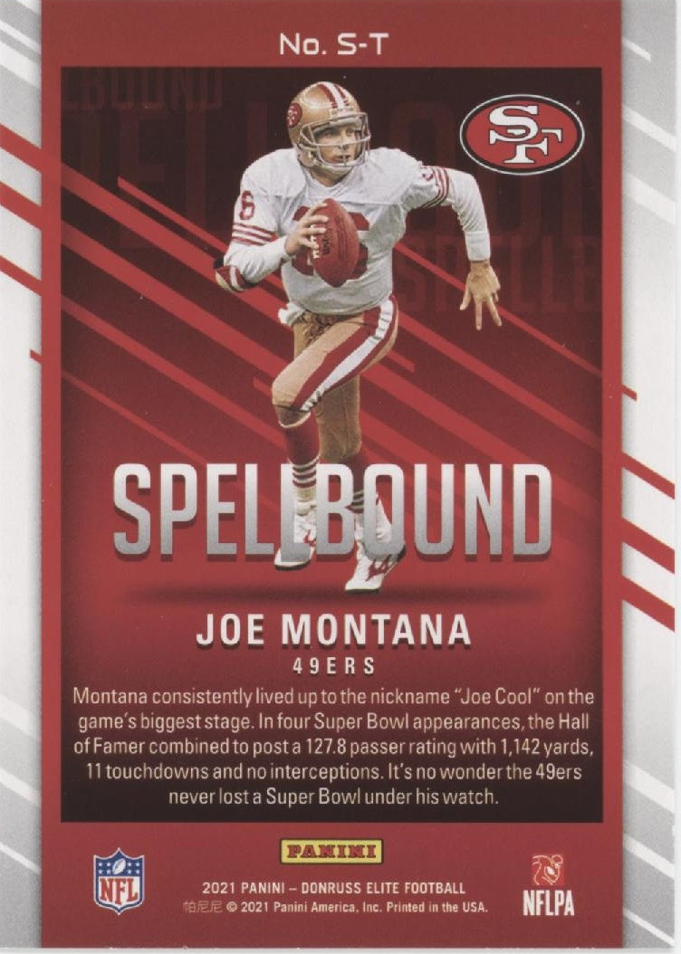 Joe Montana 2021 Panini Donruss Elite Spellbound 