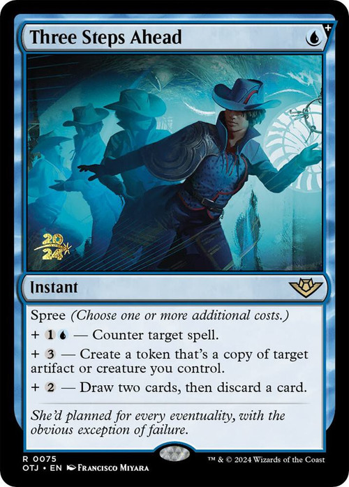 MtG Outlaws of Thunder Junction Rare Three Steps Ahead #75 Prerelease FOIL、ToyWiz、kayou