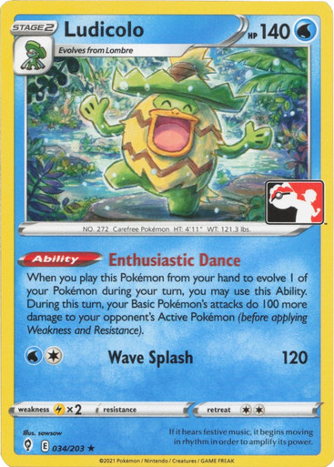 Evolving Skies 034/203 Ludicolo (Prize Pack League Promo Non-Holo)、Pokemon、kayou