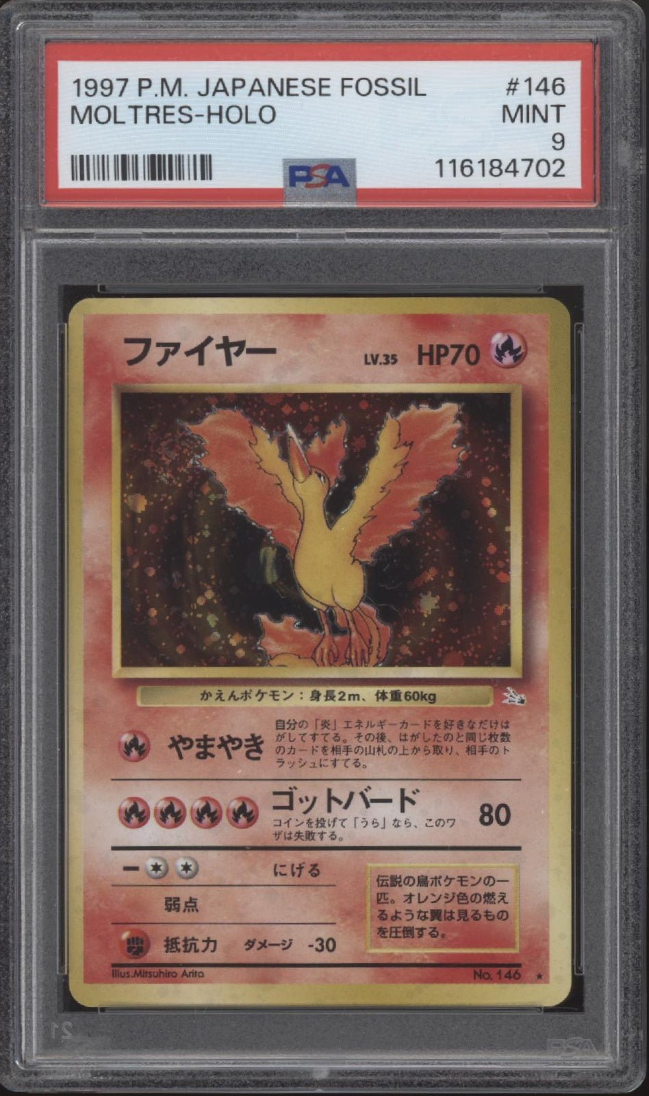 Moltres Pokemon Fossil Holo Japanese #146 PSA 9、Collector Store LLC Gaming、kayou