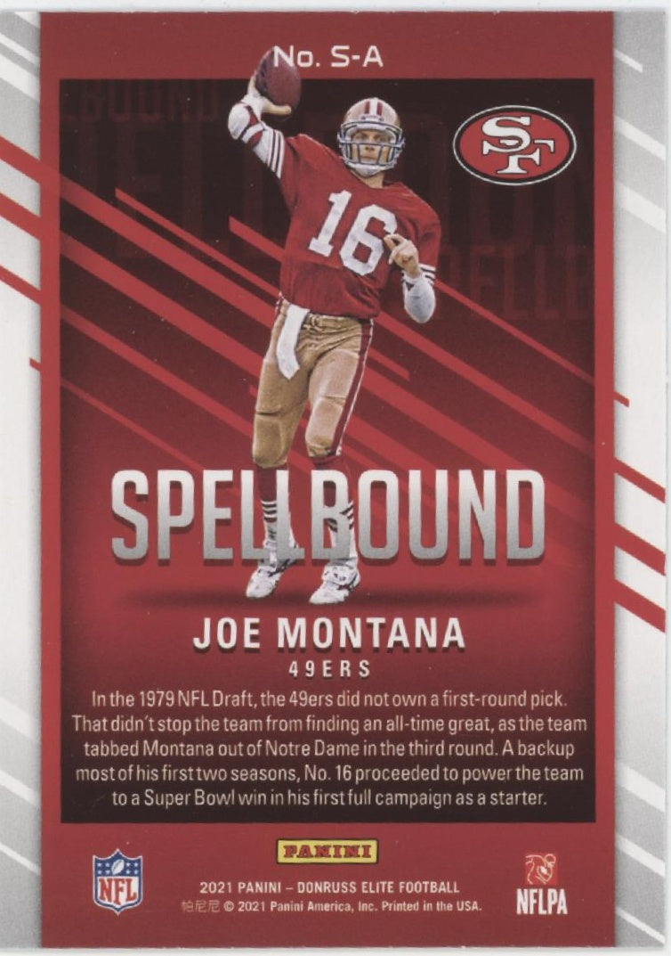 Joe Montana 2021 Panini Donruss Elite Spellbound 