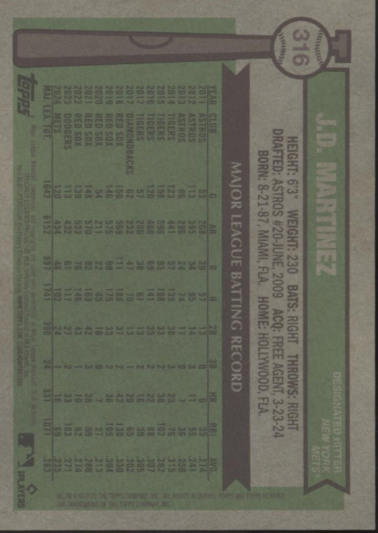 JD Martinez 2025 Topps Heritage Gold Refractor 32/50 #316、Collector Store LLC、kayou