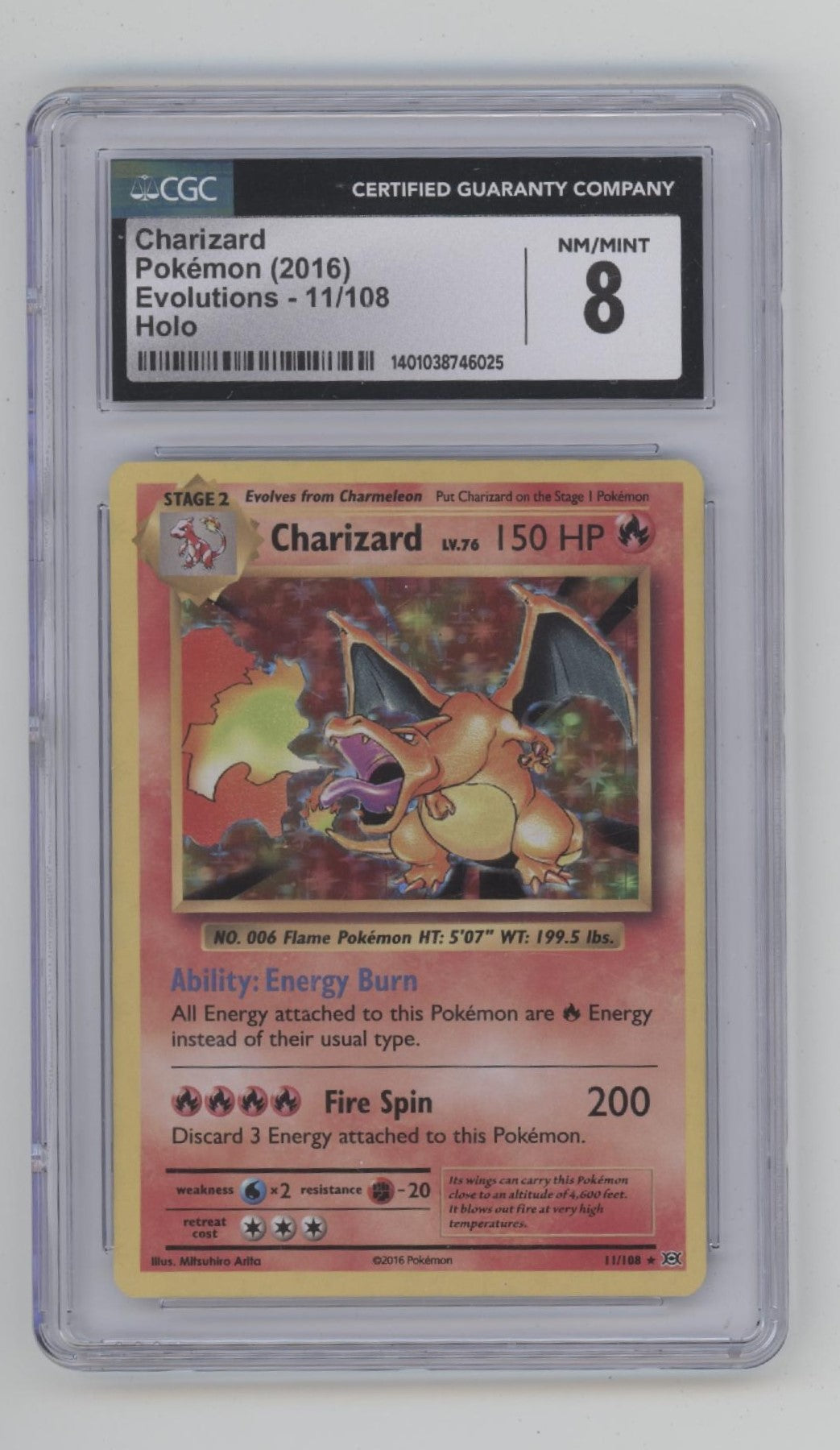 Charizard Pokemon Evolutions Holo #11 CGC 8、Collector Store LLC Gaming、kayou
