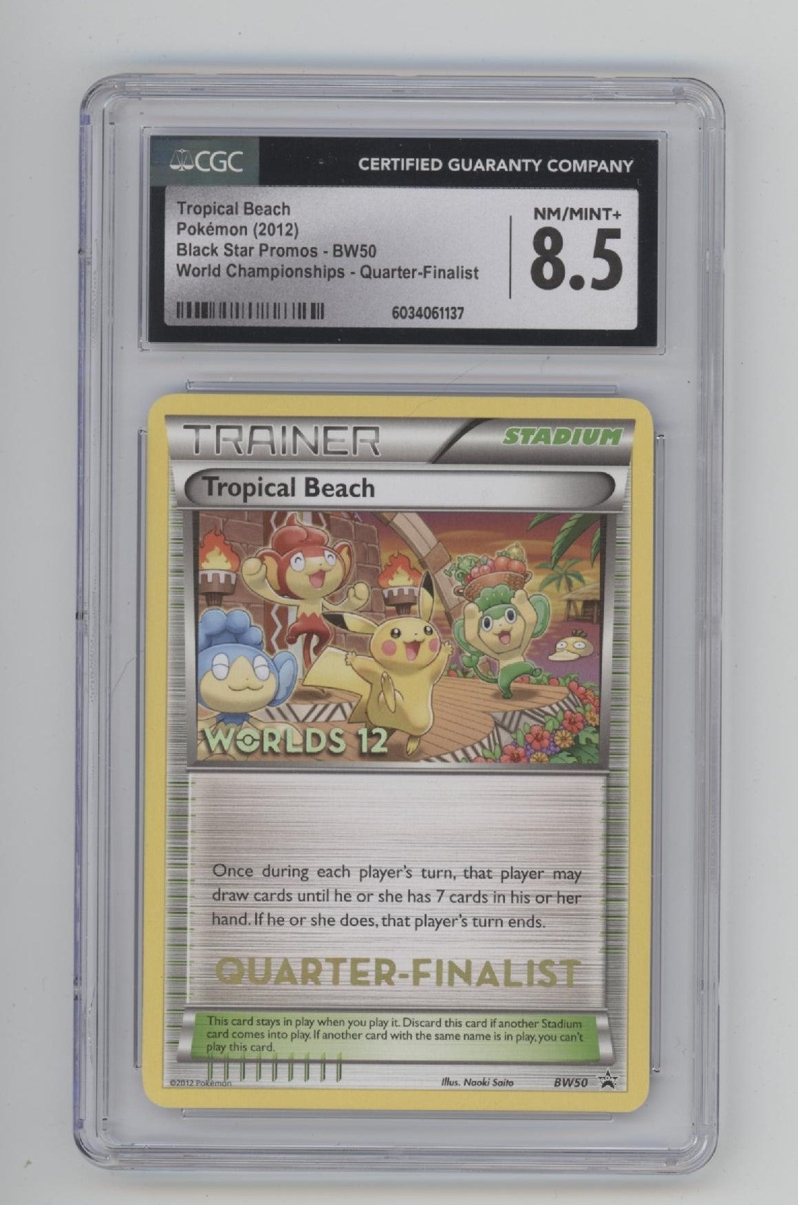 Tropical Beach Pokemon World Championships Quarter Finalist Promo #BW50 CGC 8.5、Collector Store LLC Gaming、kayou