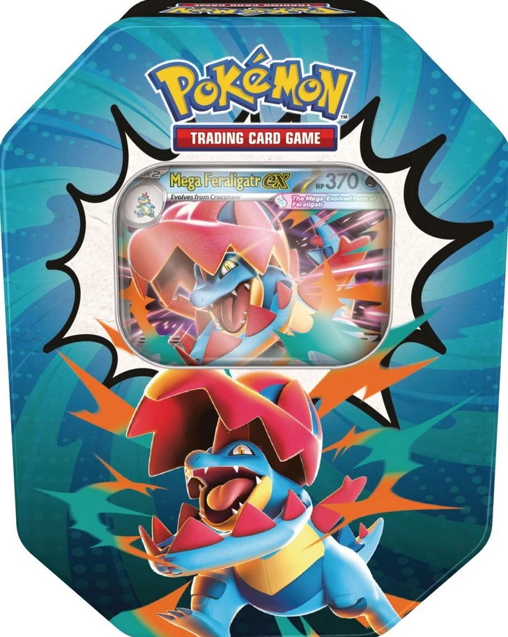 Pokemon Mega Evolution Ascended Heroes Mega Feraligatr ex Tin 4 Booster Packs & 1 Foil Promo Card、ToyWiz、kayou