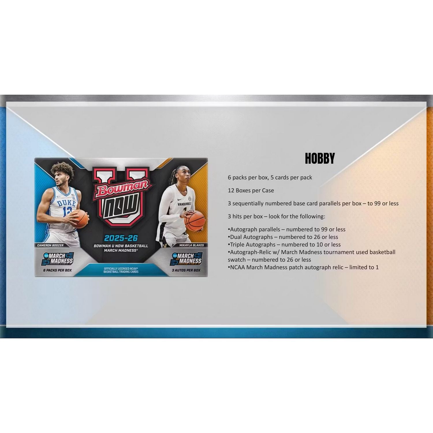 2025-26 Bowman University NOW March Madness Basketball Hobby Box、Bowman、kayou