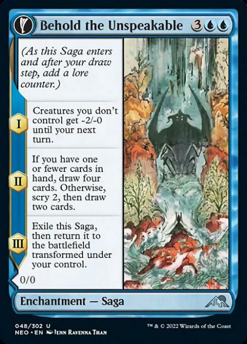 MtG Trading Card Game Kamigawa Neon Dynasty Uncommon FOIL Behold the Unspeakable // Vision of the Unspeakable #48、ToyWiz、kayou