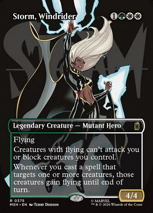 MtG Marvel Super Heroes Rare Storm, Windrider #375 Borderless Logo FOIL、ToyWiz、kayou