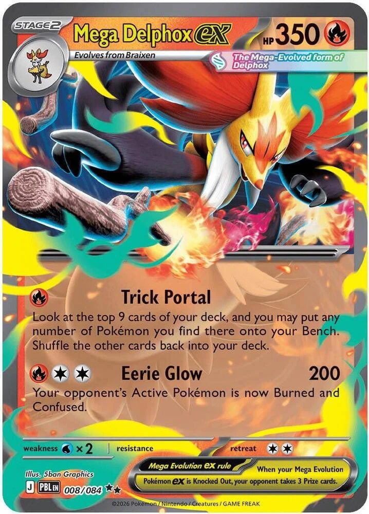 Pokemon Trading Card Game Mega Evolution Pitch Black Double Rare Mega Delphox ex #8、ToyWiz、kayou