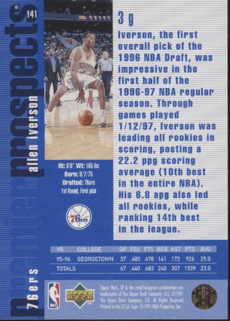 Allen Iverson 1996-97 Upper Deck SP Premier Prospects #141 #2、Collector Store LLC、kayou