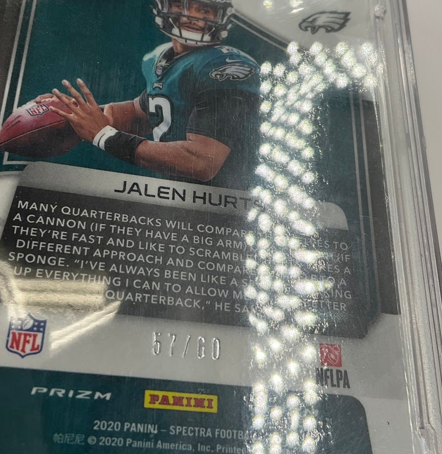 Jalen Hurts 2020 Panini Spectra Neon Blue No Hubble Prizm RC 57/60 #149 PSA 10、Collector Store LLC、kayou