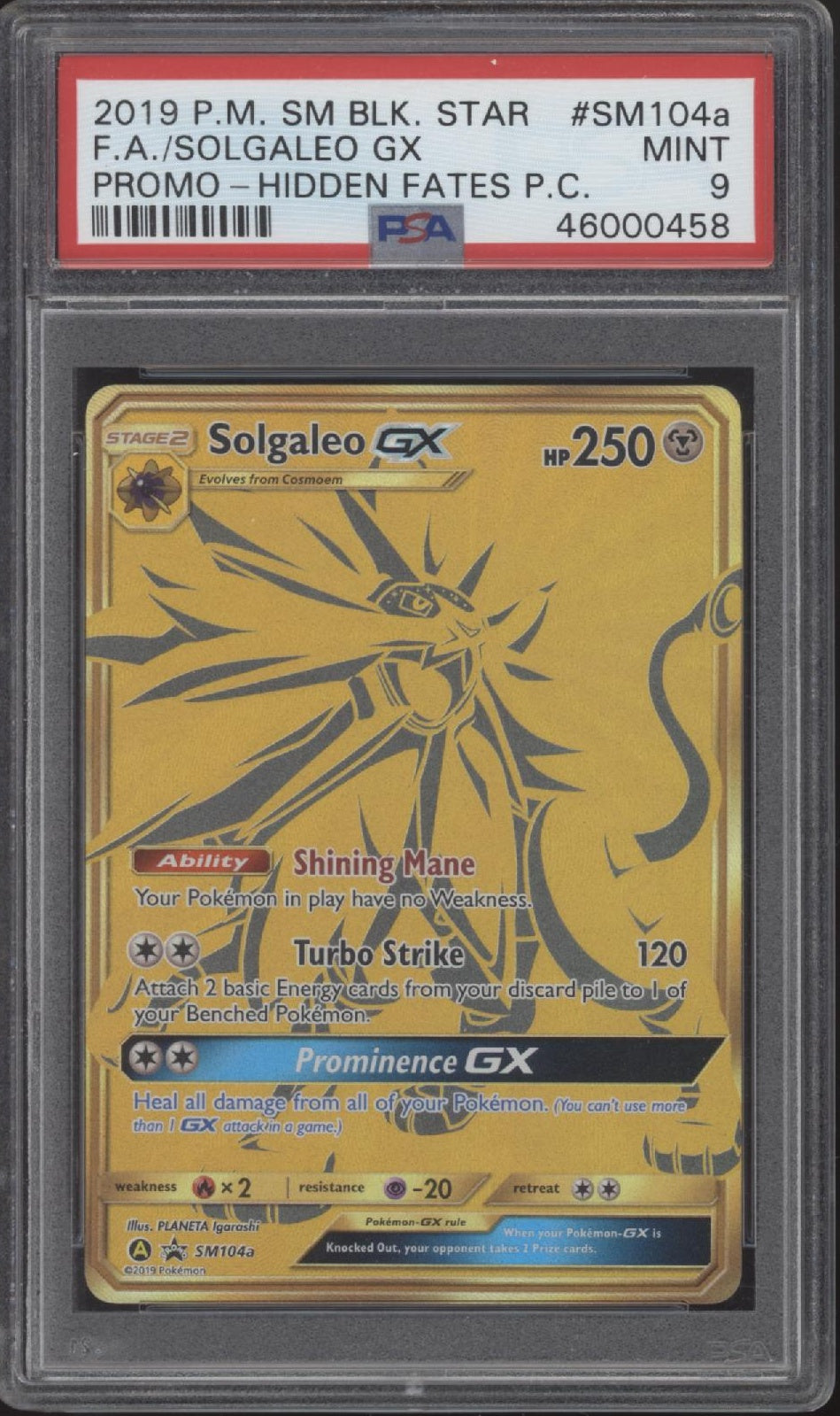 Solgaleo GX Pokemon Hidden Fates Premium Collection Promo Full Art #SM104a PSA 9、Collector Store LLC Gaming、kayou