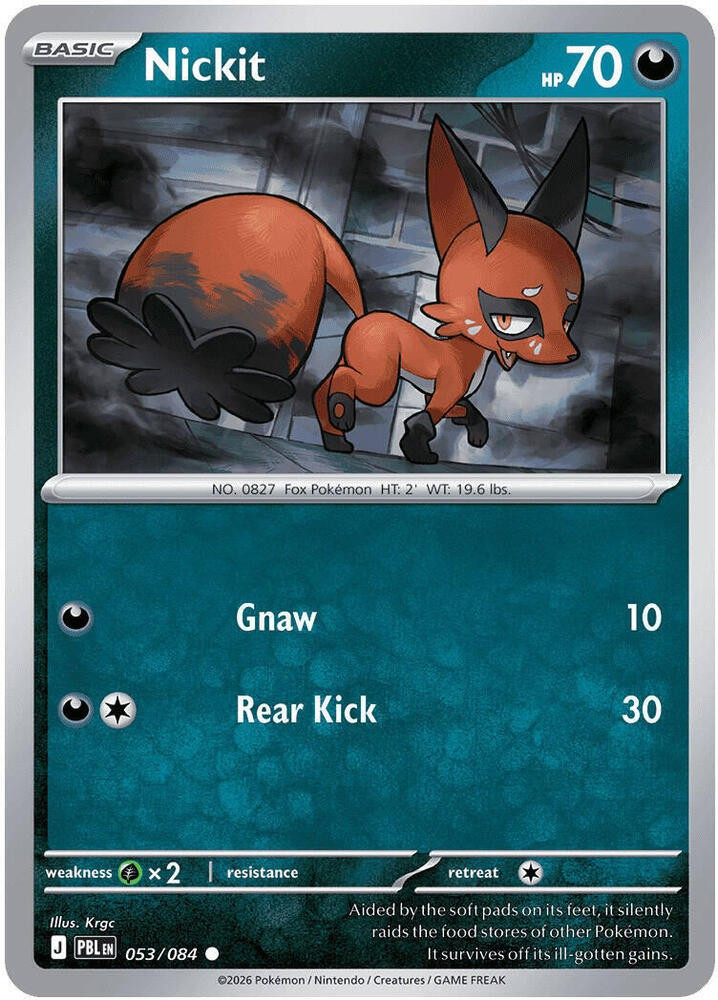 Pokemon Trading Card Game Mega Evolution Pitch Black Common Nickit #53、ToyWiz、kayou