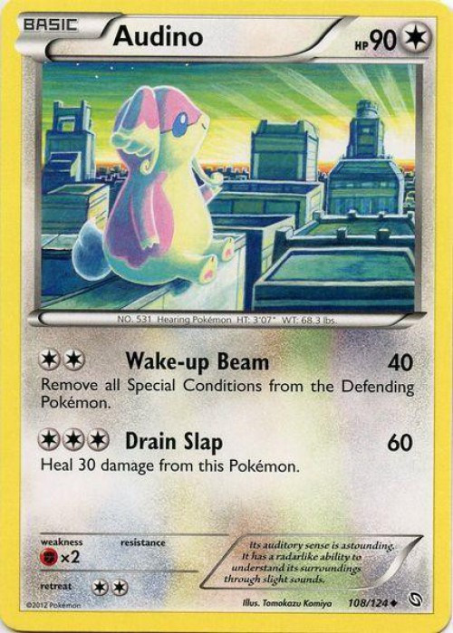 Pokemon Black & White Dragons Exalted Uncommon Audino #108 Reverse Holo Moderately Played、ToyWiz、kayou