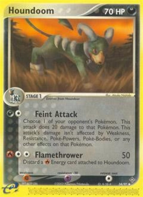 Pokemon Trading Card Game EX Dragon Uncommon Houndoom #34 Reverse Holo Lightly Played、ToyWiz、kayou