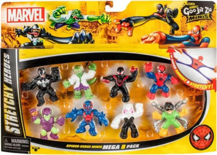Heroes of Goo Jit Zu Marvel MINIS Spider-Verse 2.5-Inch Figure Mega 8-Pack Spider-Man, Miles Morales, Spider-Gwen, Spider-Man 2099, Green Goblin, Dr, Octopus, The Lizard & Venom, Damaged Package、ToyWiz、kayou
