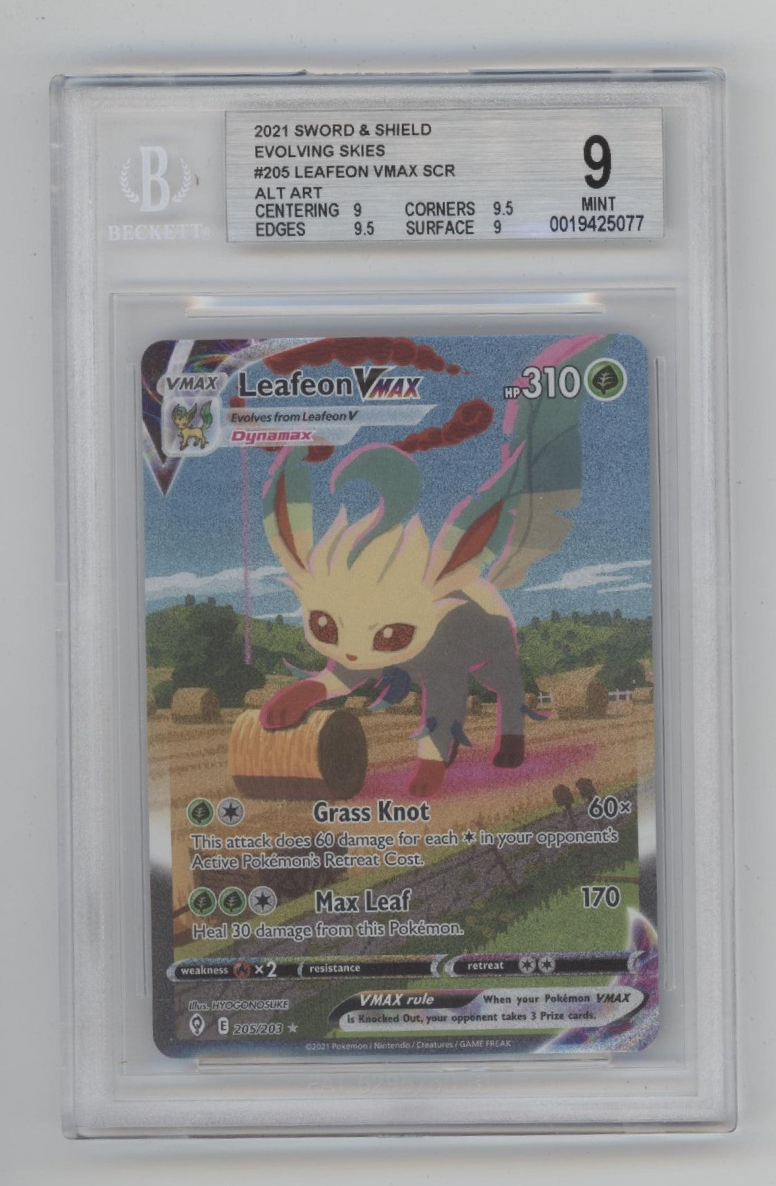 Leafeon VMAX Pokemon Evolving Skies Alternate Art #205 Beckett 9、Collector Store LLC Gaming、kayou