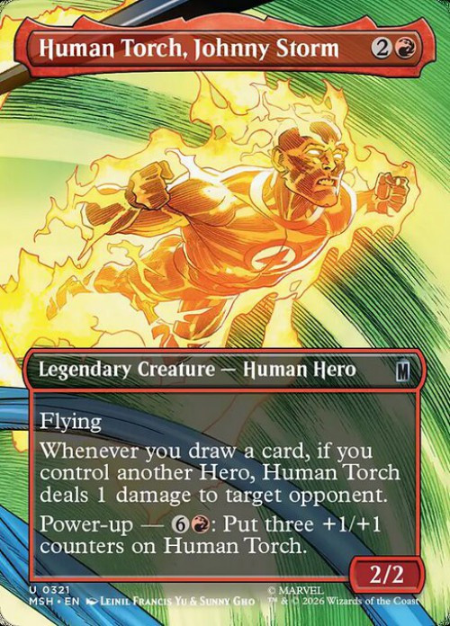 MtG Marvel Super Heroes Uncommon Human Torch, Johnny Storm #321 Borderless Scene、ToyWiz、kayou