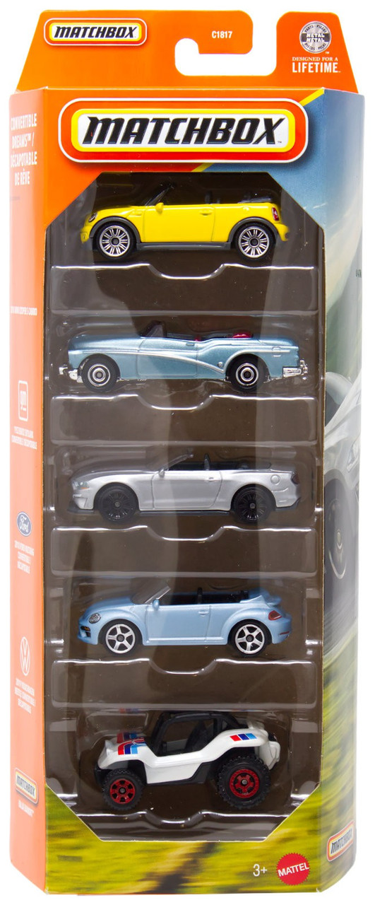 Matchbox Convertible Dreams Diecast Vehicle 5-Pack '10 Mini Cooper S Cabrio, '53 Buick Skylark, '18 Ford Mustang, '19 VW Beetle & Baja Bandit、ToyWiz、kayou