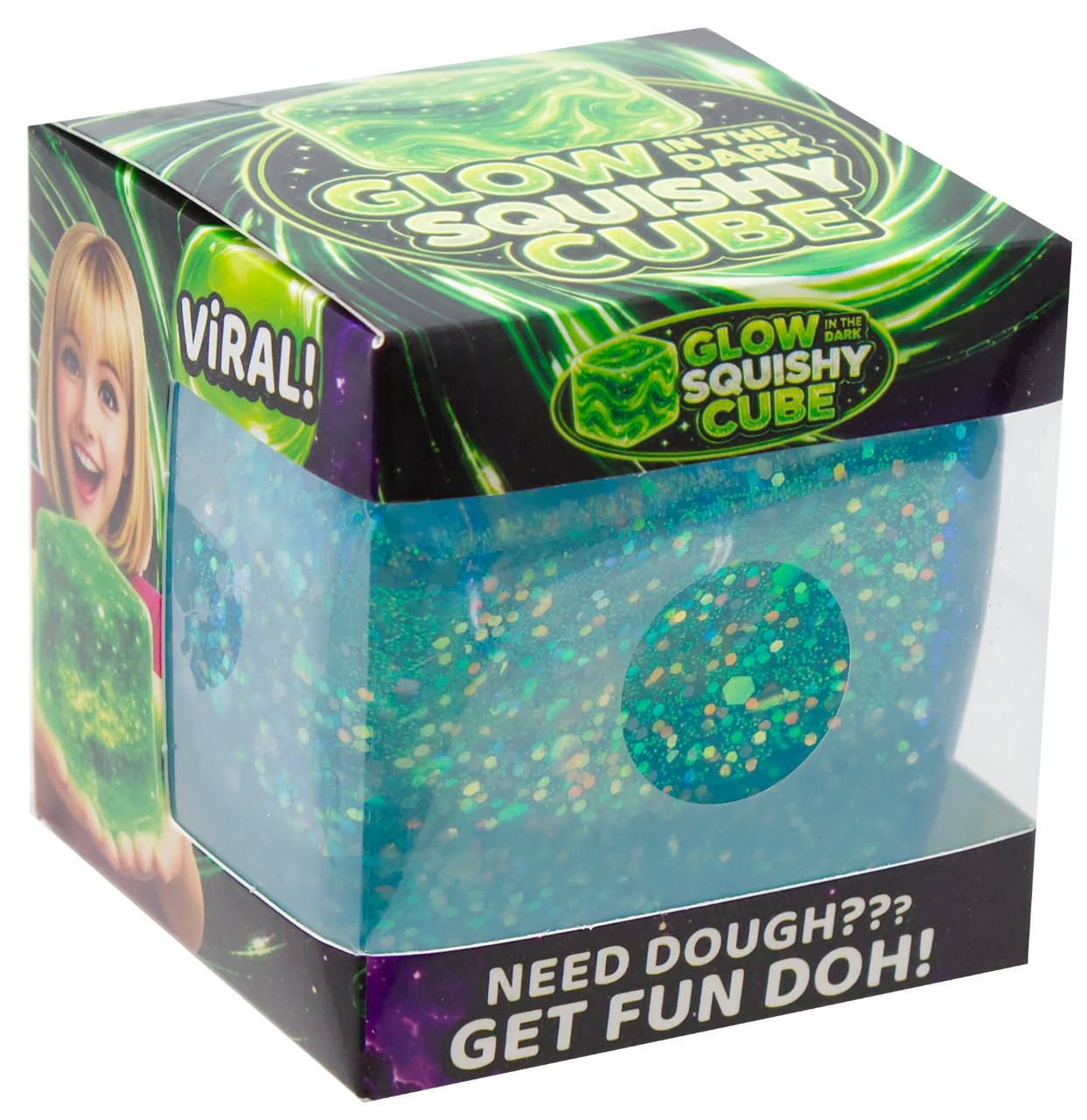 Fun Doh Glow Squishy Cube BLUE Squeeze Toy、ToyWiz、kayou