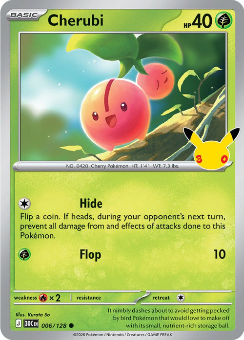 Pokemon Trading Card Game 30th Celebration Common Cherubi #6、ToyWiz、kayou