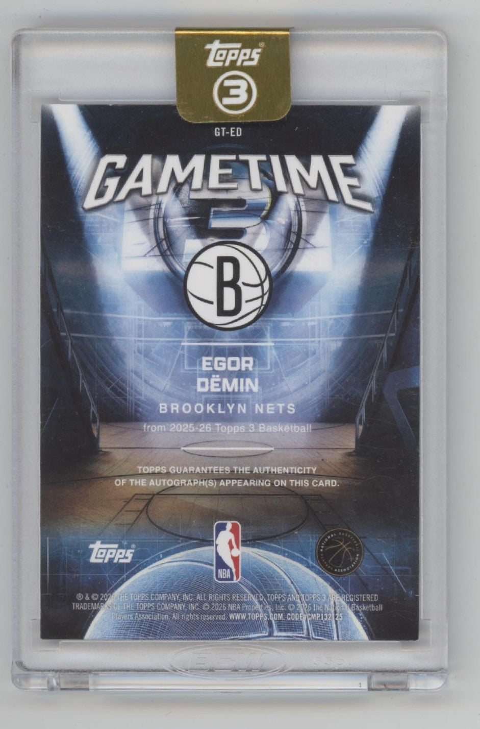 Egor Demin 2026 Topps 3 Gametime RC Auto 22/49 #GT-ED、Collector Store LLC、kayou