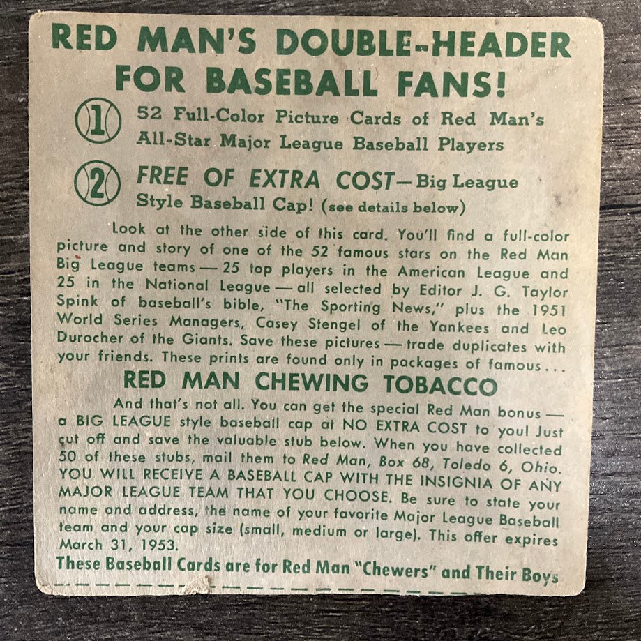 Ferris Fain 1952 Red Man #7 Philadelphia Athletics PR、Collector Store LLC、kayou