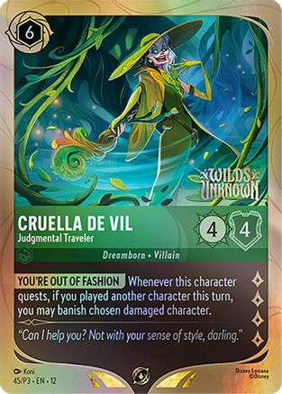 Cruella De Vil - Judgmental Traveler (45) - Disney Lorcana Promo Cards Holofoil、Ravensburger、kayou