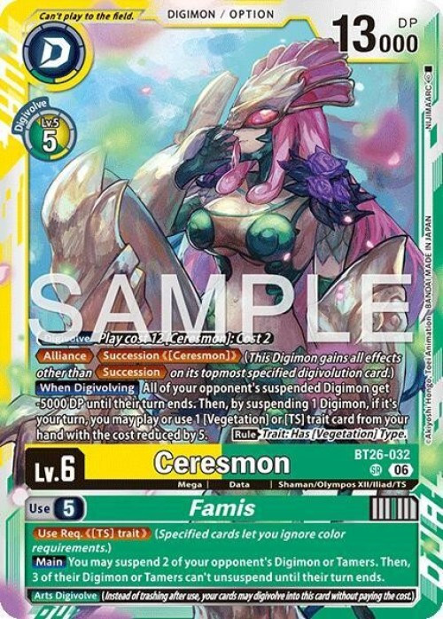 Digimon Trading Card Game Timeless Bonds Super Rare Ceresmon // Famis BT26-032、ToyWiz、kayou