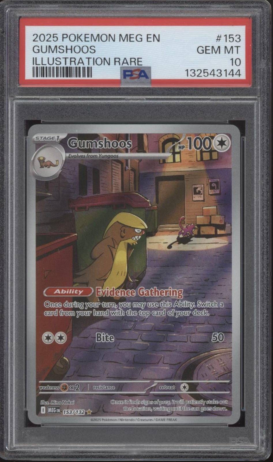 Gumshoos Pokemon Mega Evolution Illustration Rare #153 PSA 10、Collector Store LLC Gaming、kayou