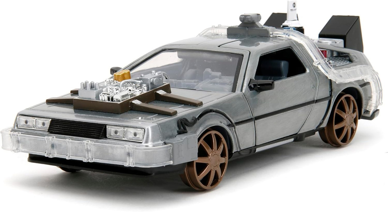 Back to the Future 3 Hollywood Rides Time Machine Diecast Vehicle Train Wheels、ToyWiz、kayou