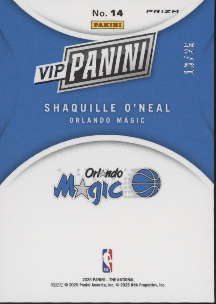 Shaquille O'Neal 2025 Panini The National VIP Prizm 13/25 #14、Collector Store LLC、kayou