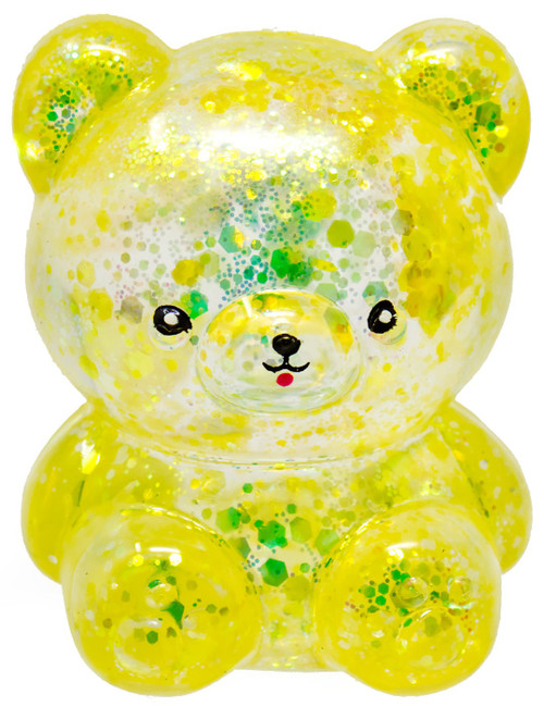 Squish Sparkle Bear YELLOW 3-Inch Squeeze Toy、ToyWiz、kayou