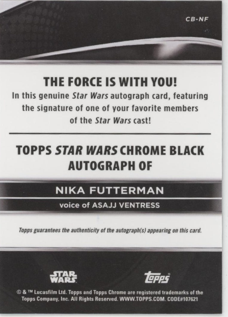 Nika Futterman as Asajj Ventress 2025 Topps Chrome Black Star Wars Auto #CB-NF、Collector Store LLC、kayou