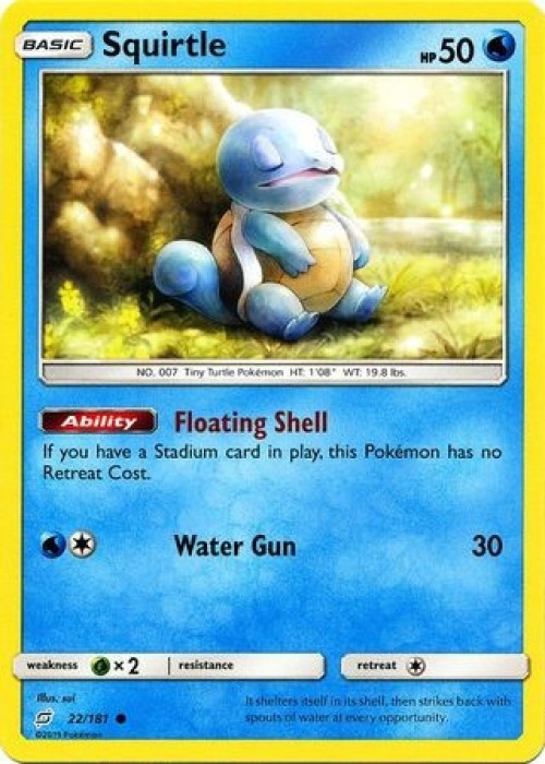 Pokemon Trading Card Game Sun & Moon Team Up Common Squirtle #22 Reverse Holo Lightly Played、ToyWiz、kayou