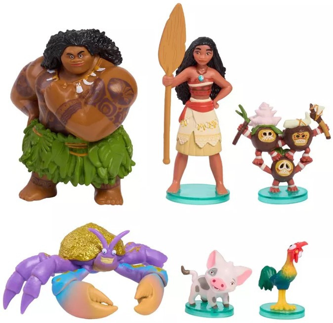 Disney Moana, Maui, Tomatoa, Kakamora, Pua & Heihei 6-Piece PVC Figure Play Set、ToyWiz、kayou
