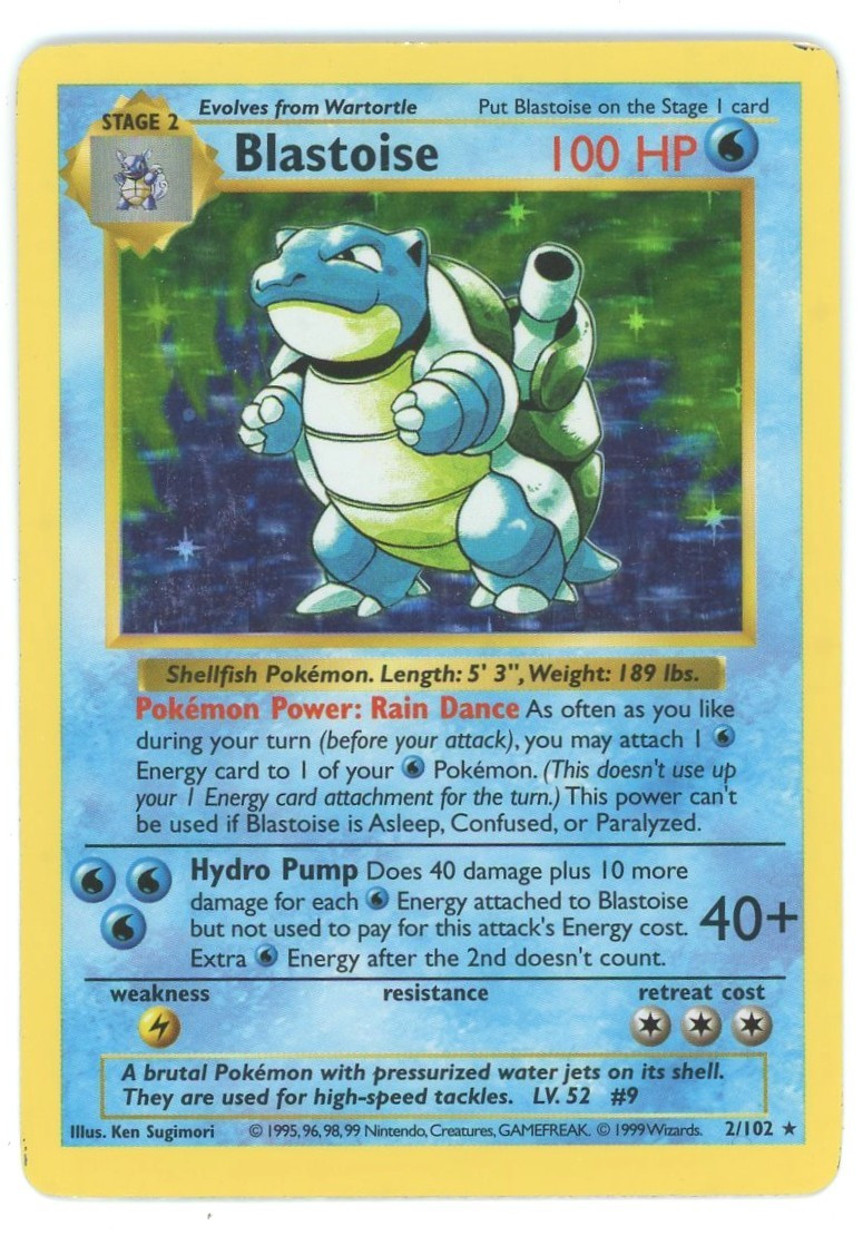 Pokemon Base Set Holo Rare Blastoise #2 Shadowless Heavily Played、ToyWiz、kayou